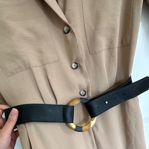 Zara, Belted Jumpsuit, Camel/Beige, XS, Like New - Picture 4 of 7